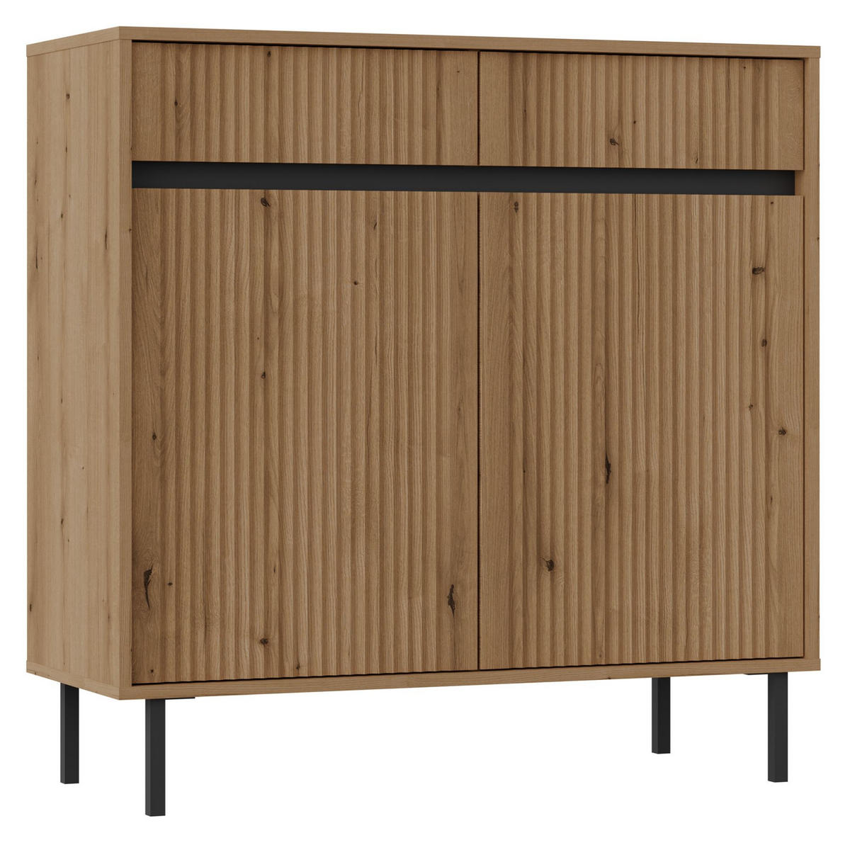 SIDEBOARD Osaka Eichenholzoptik Evoke 100 cm - Eichefarben/Schwarz, Holzwerkstoff/Metall (100.2/100/40cm) - Selsey