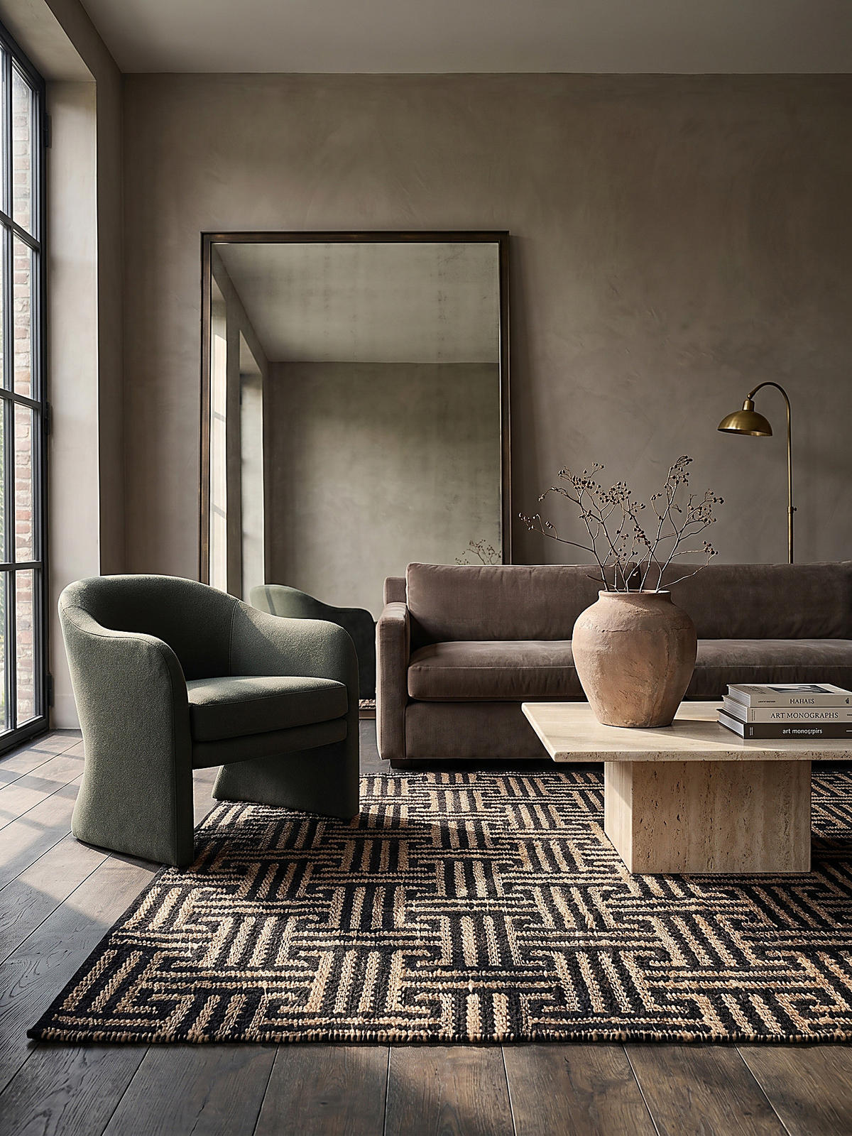 JUTETEPPICH CROFT, geometrisch, Natur-Schwarz, 200 x 290 cm - Braun, Textil (200/290cm) - KADIMA DESIGN