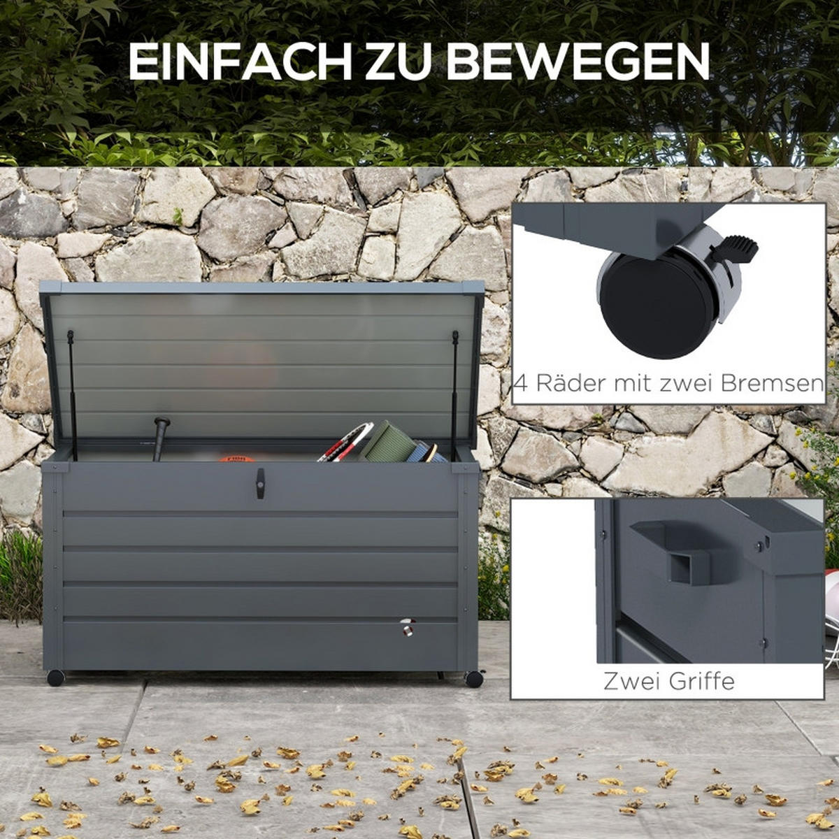 AUFLAGENBOX Outdoor Dunkelgrau - Grau, Metall (62/66/120cm) - ComfortXL