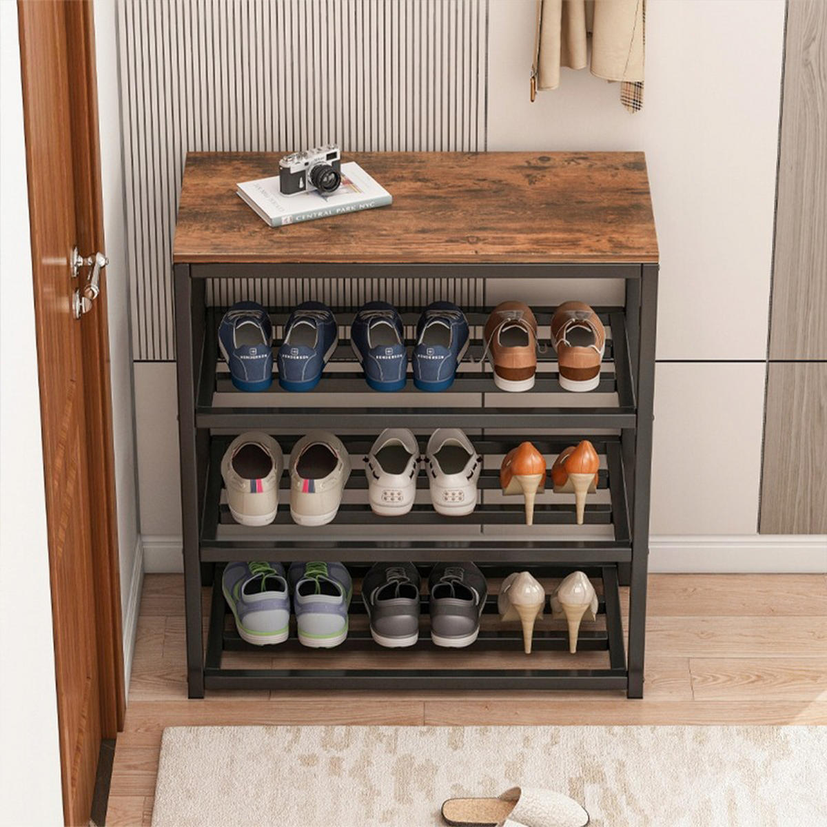 SCHUHSCHRANK, braun 50/30/60 cm - Schwarz/Braun, Holzwerkstoff (50/60/30cm) - Rebiko