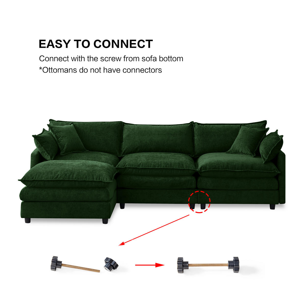 ECKSOFA 267/154/85 cm Grün mit Chaiselongue und Hocker - Grün, Textil (267/154cm) - Oxeza