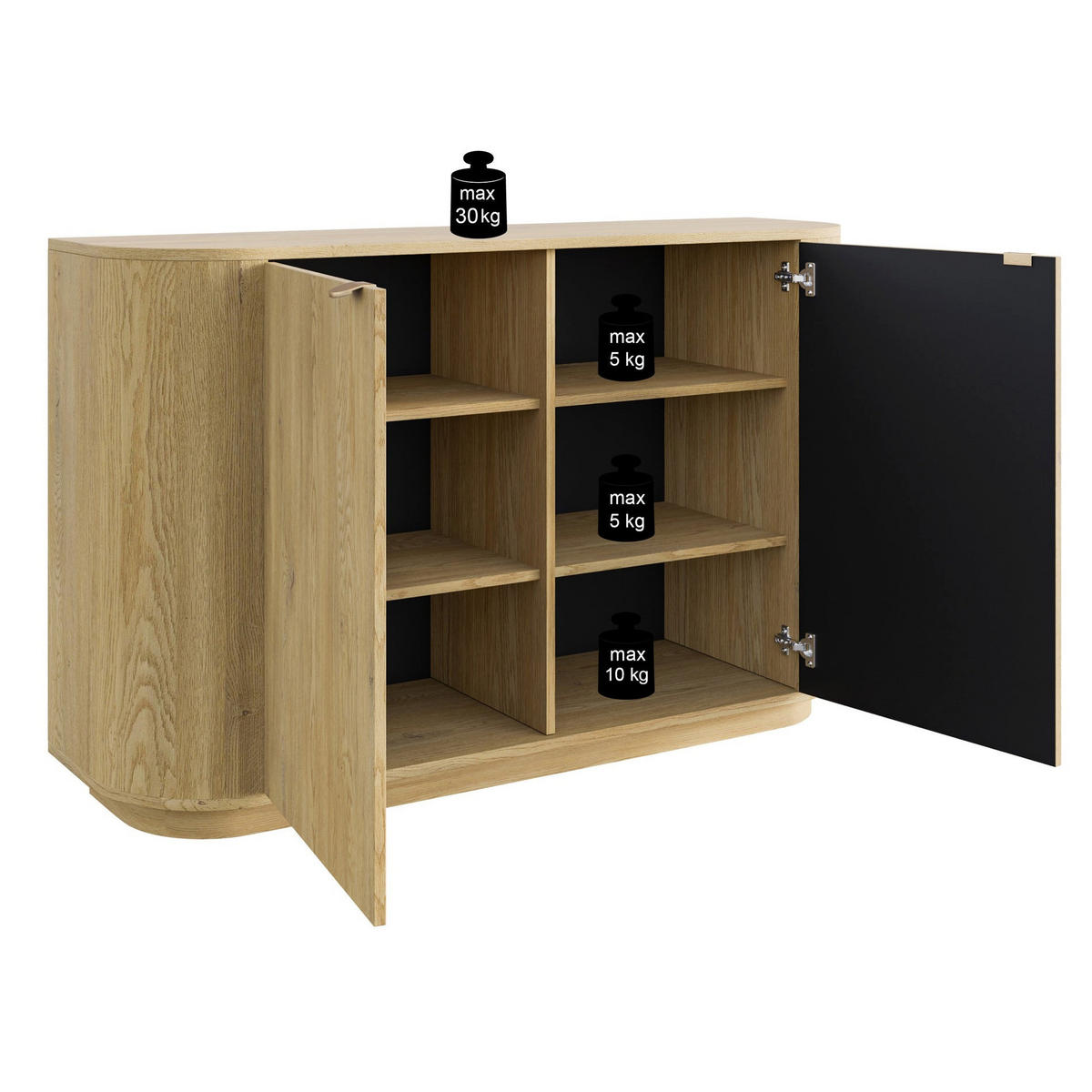SIDEBOARD Coru dub cremona torro 140cm - zlatá/farba duba, kov/kompozitné drevo (140/90.9/39.1cm) - Selsey