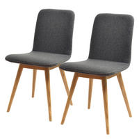 POLSTERSTUHL - Eiche massiv / Stoff, 2er-Set - Anthrazit, Textil (45/85/60cm) - home24