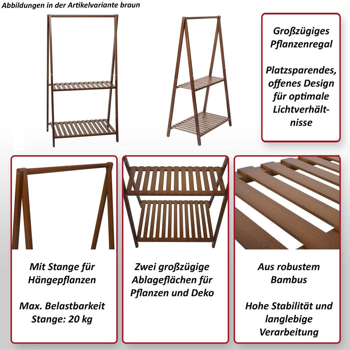 PFLANZENREGAL Beige, Schwarz - Beige/Schwarz, Holz (70/130/44cm) - MCW