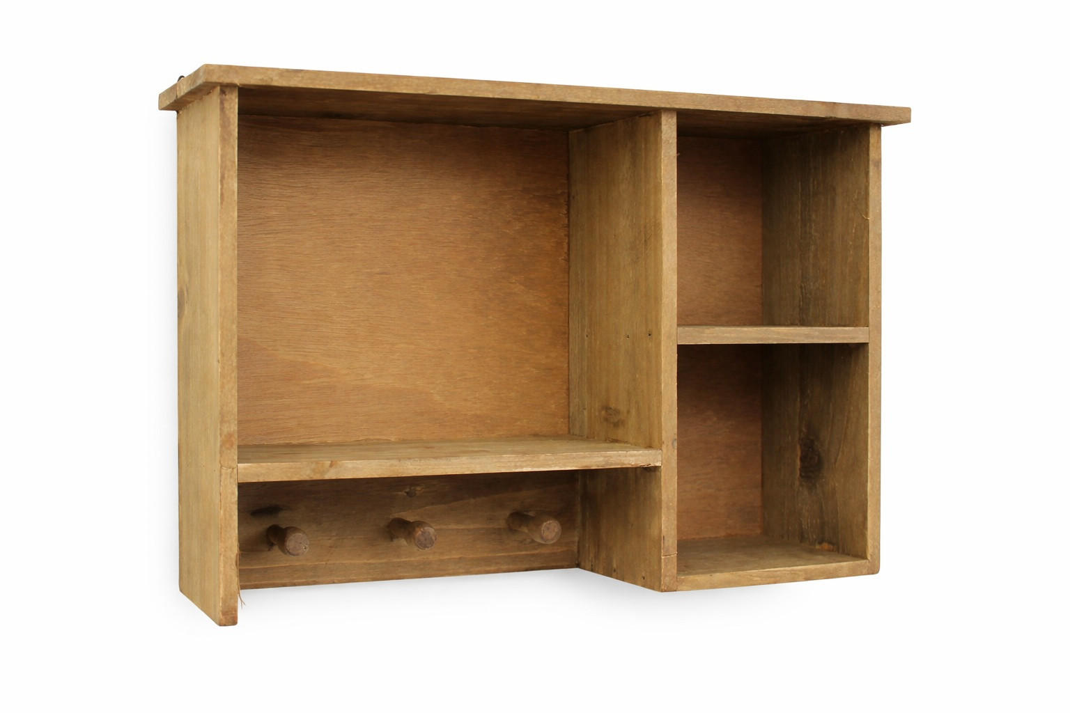 WANDREGAL mit 3 Haken Holz Braun 34/10/24 cm - Braun, Holz (34/24/10cm) - DanDiBo