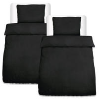 BETTWÄSCHE Meline 135/200 cm + Kissenbezug 80/80 cm Schwarz Seersucker 2er Set - Schwarz, Textil (80/80cm) - Beautissu 