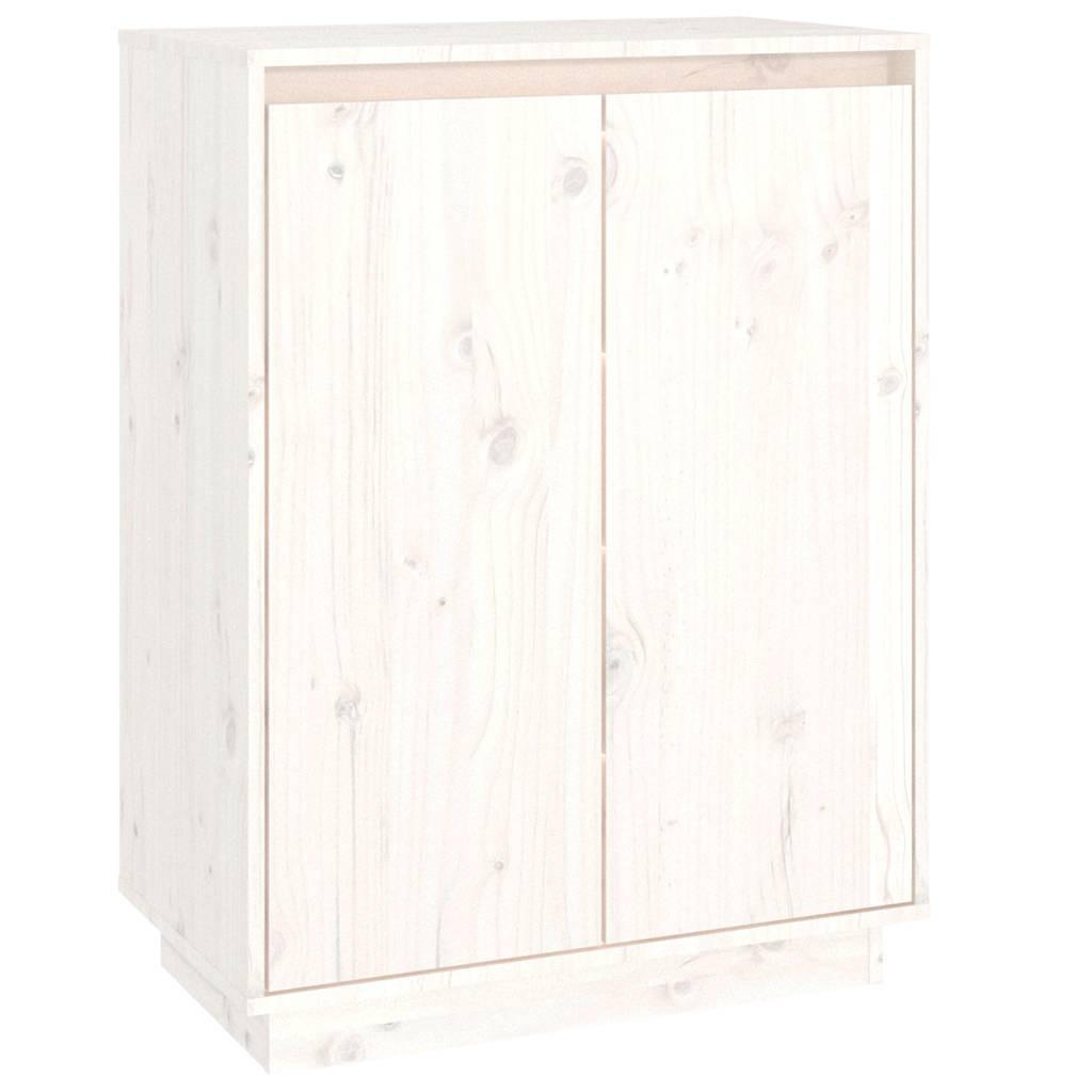 SCHUHSCHRANK Weiss 60/35/80 Cm Massivholz Kiefer - Weiß, Holz (35/80/60cm) - vidaXL