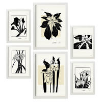 POSTER Set Mit 6 In Schwarzer Tinte Exotisch A3 & A4 Weißer Rahmen - Weiß, Papier (29/3cm) - Nacnic