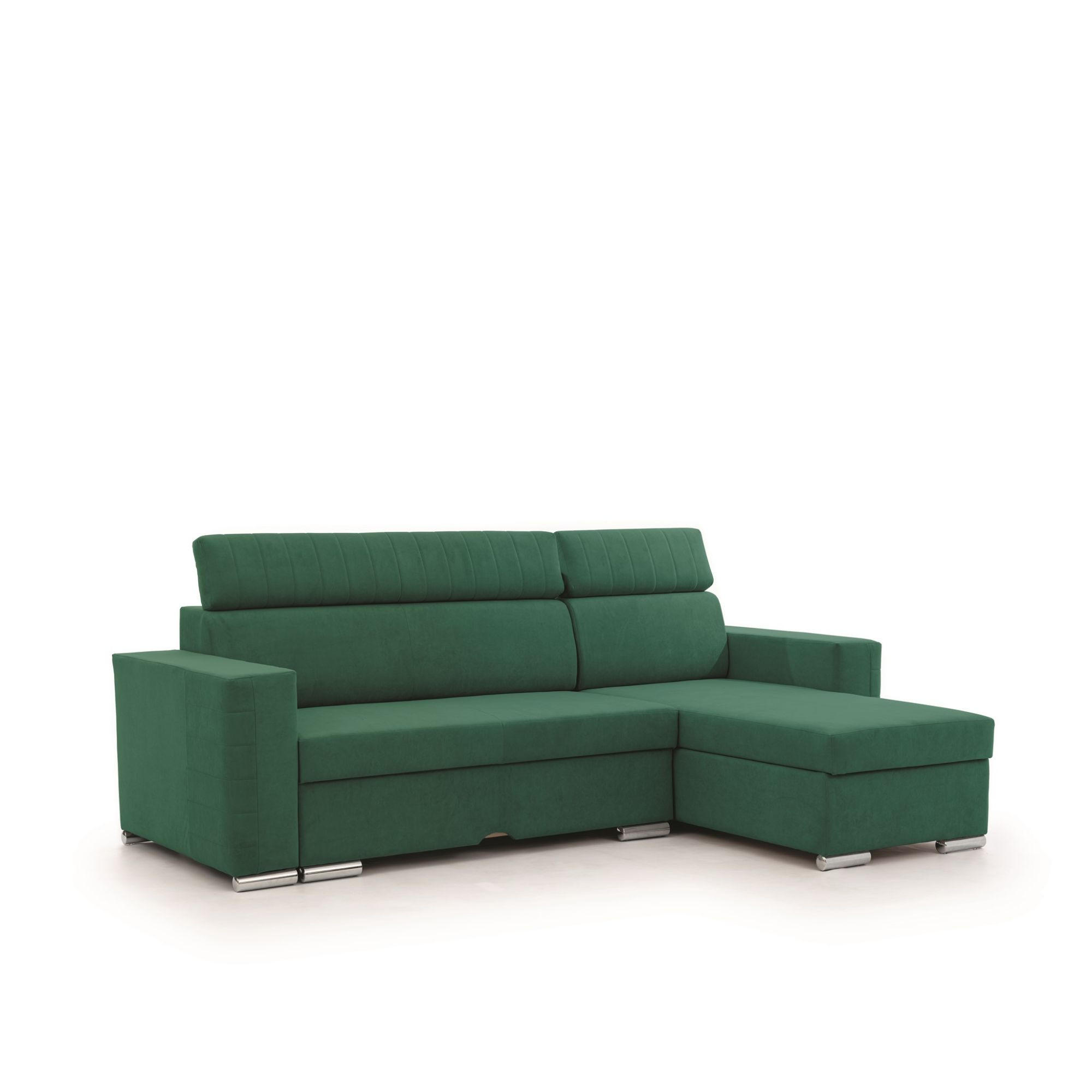 ECKSOFA Canton In Camelia - Grün, Holzwerkstoff/Textil (260/173cm) - Fun Möbel