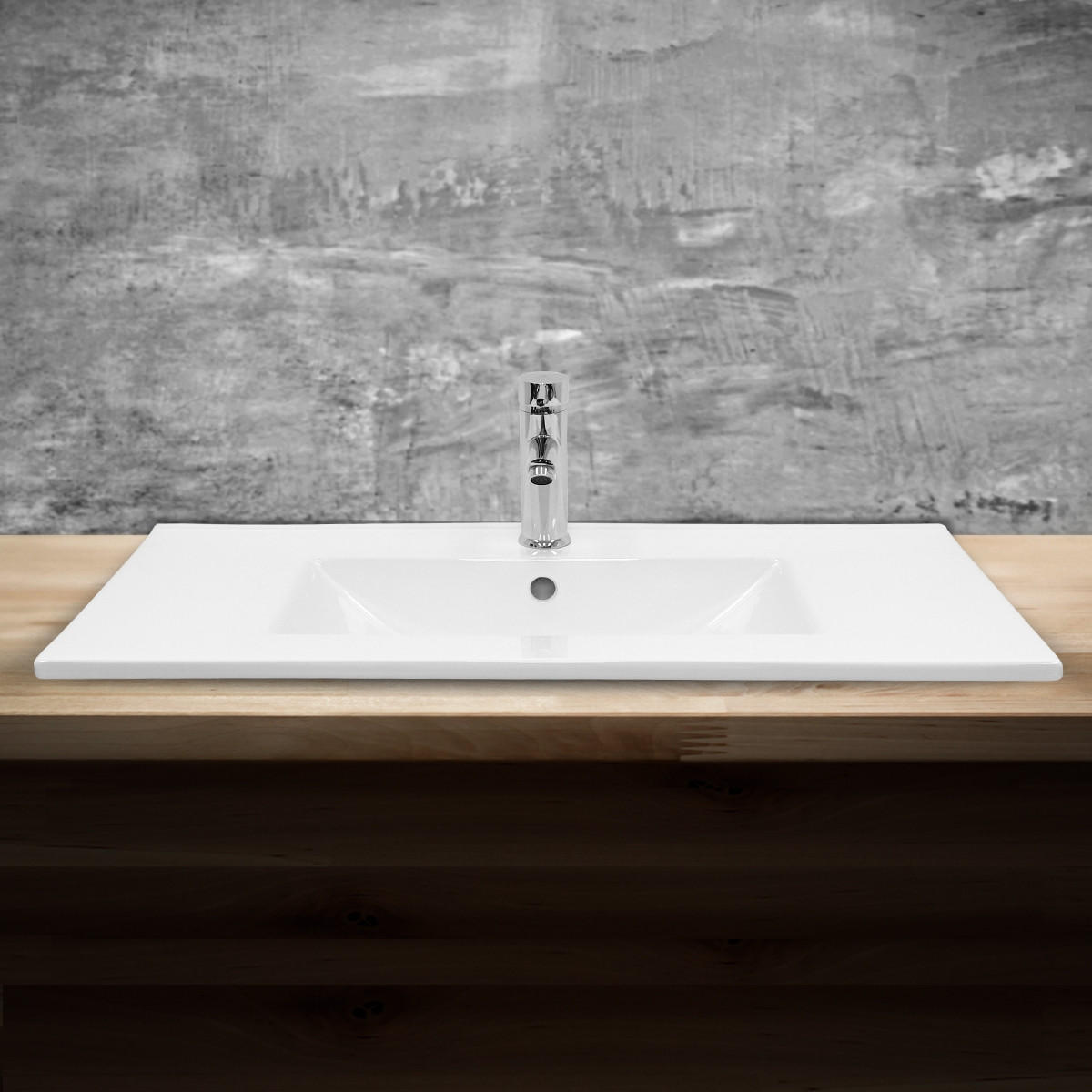 WASCHBECKEN - Weiß, Keramik (46.5/17.5/81cm) - ECD-Germany