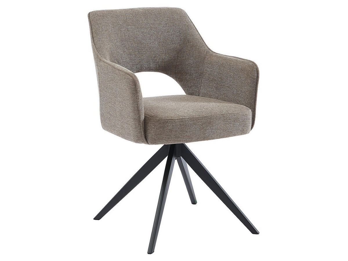 BÜROSTUHL Drehstuhl mit Armlehnen 6er-Set - Stoff & Metall - Taupe - KONYA - Braun, Textil (59/84/58cm) - Vente-Unique