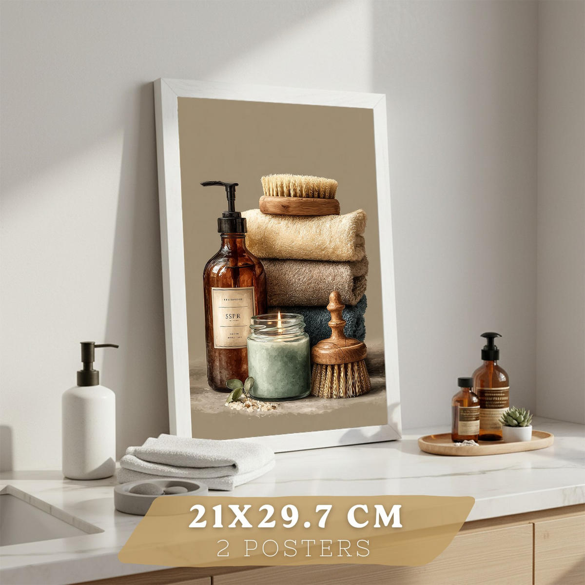 PLAKÁT Sada 3 Toallas Bílý rám A4 - bílá, papír (29.7/21/3cm) - Nacnic