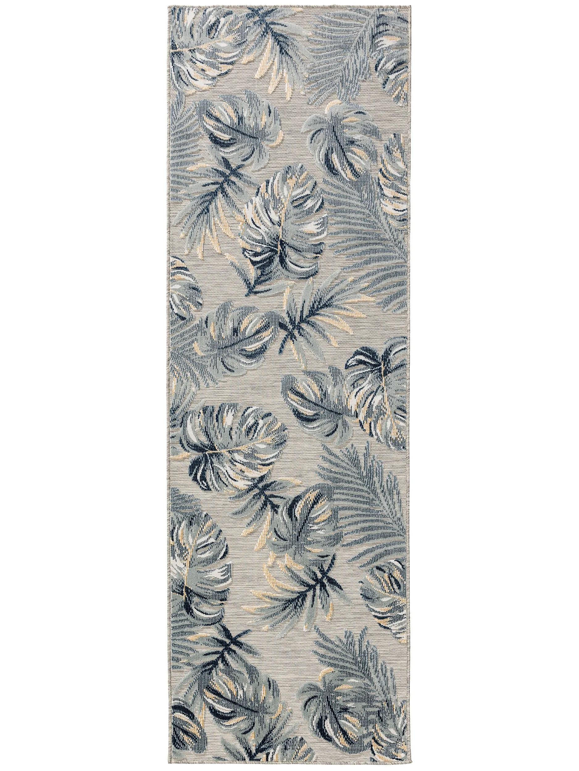 OUTDOORLÄUFER Flora Multicolor 80x250 cm - Blau/Creme, Kunststoff (80/250cm) - benuta