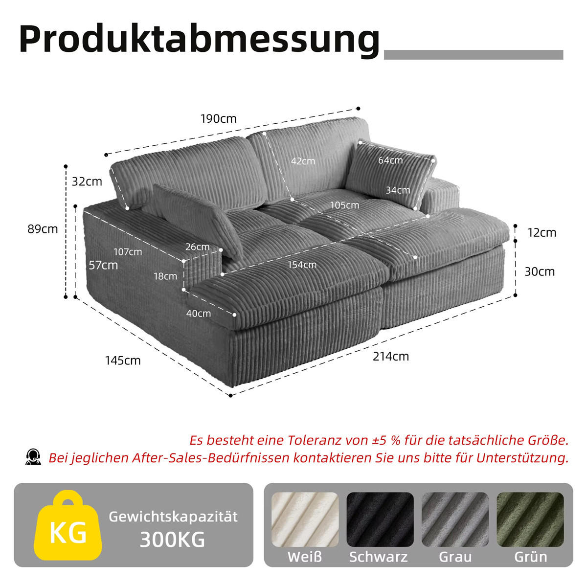 SCHLAFSOFA 2-in-1 Cord Schlafcouch mit Bettfunktion, Grau - Grau, Textil (214/89/145cm) - Kaket