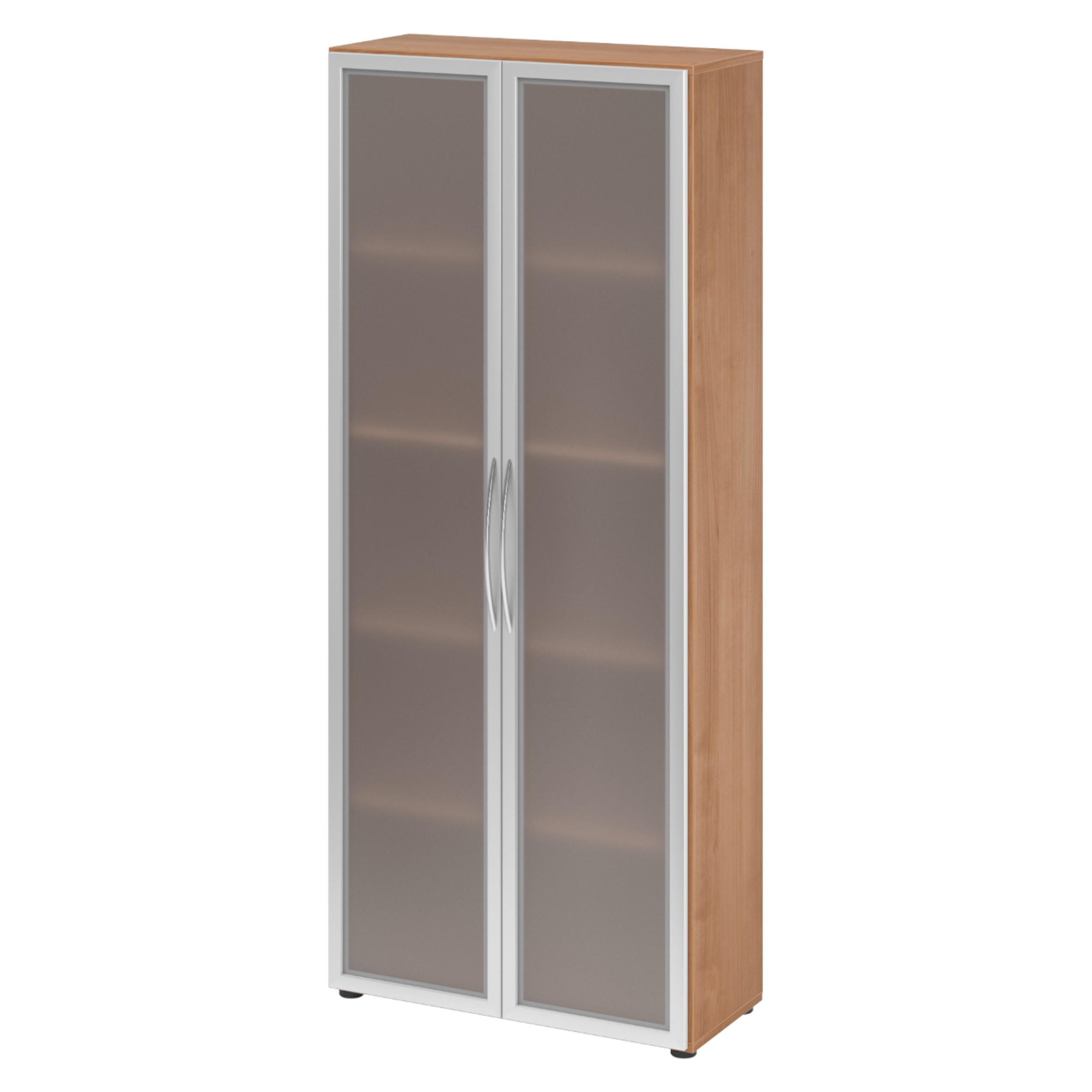 AKTENSCHRANK - 5 Ordnerhöhen 35/80/188 cm in Nussbaumfarben/Milchglaß - Nussbaumfarben, Holzwerkstoff (80/188/35cm) - bümö
