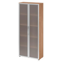 AKTENSCHRANK - 5 Ordnerhöhen 35/80/188 cm in Nussbaumfarben/Milchglaß - Nussbaumfarben, Holzwerkstoff (80/188/35cm) - bümö