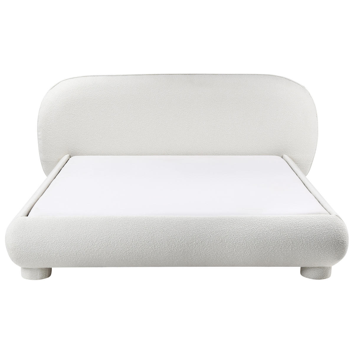 PAT cu somieră 160/200 bouclé alb crem Bayel - crem, material textil (160/200cm) - Beliani