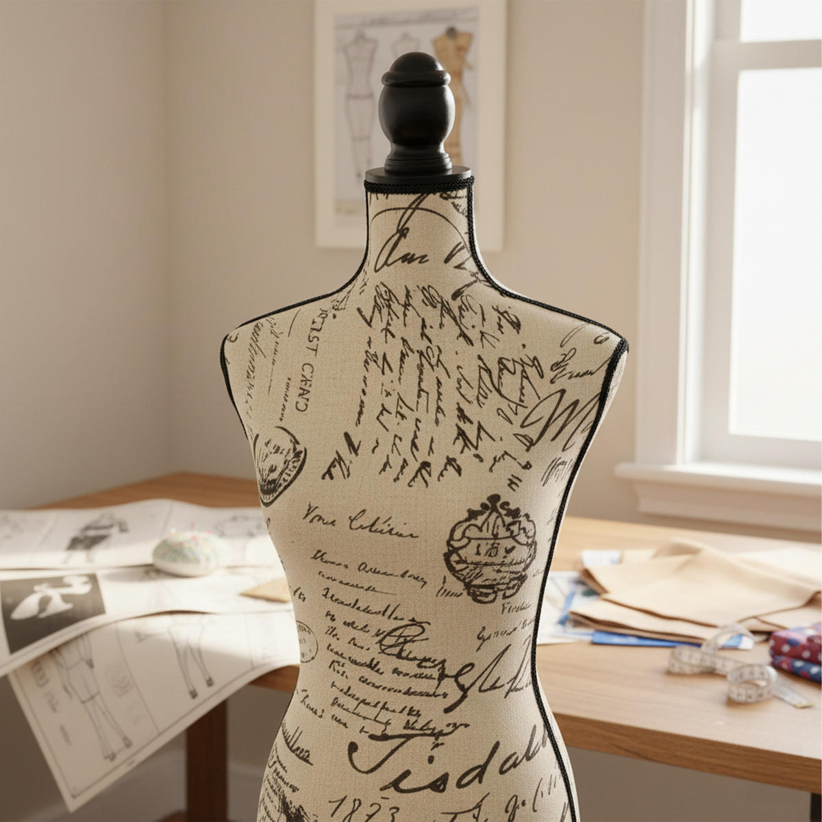 ŠIJACIA panna - béžová, drevo/textil (41/167/34cm) - Relaxdays