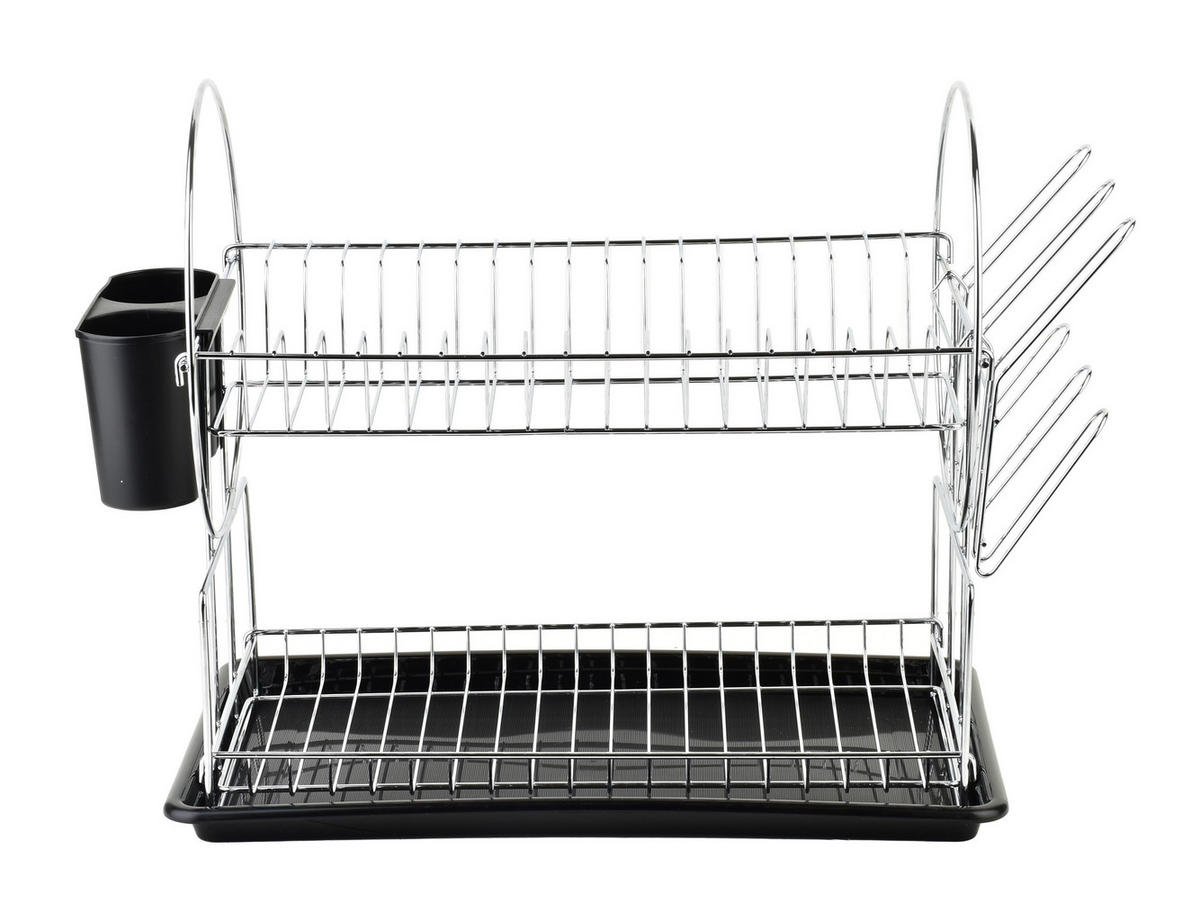 GESCHIRRABTROPFKORB Basic Schwarz 51/23/36 cm Metall - Schwarz, Metall (23/36/51cm) - Mondex