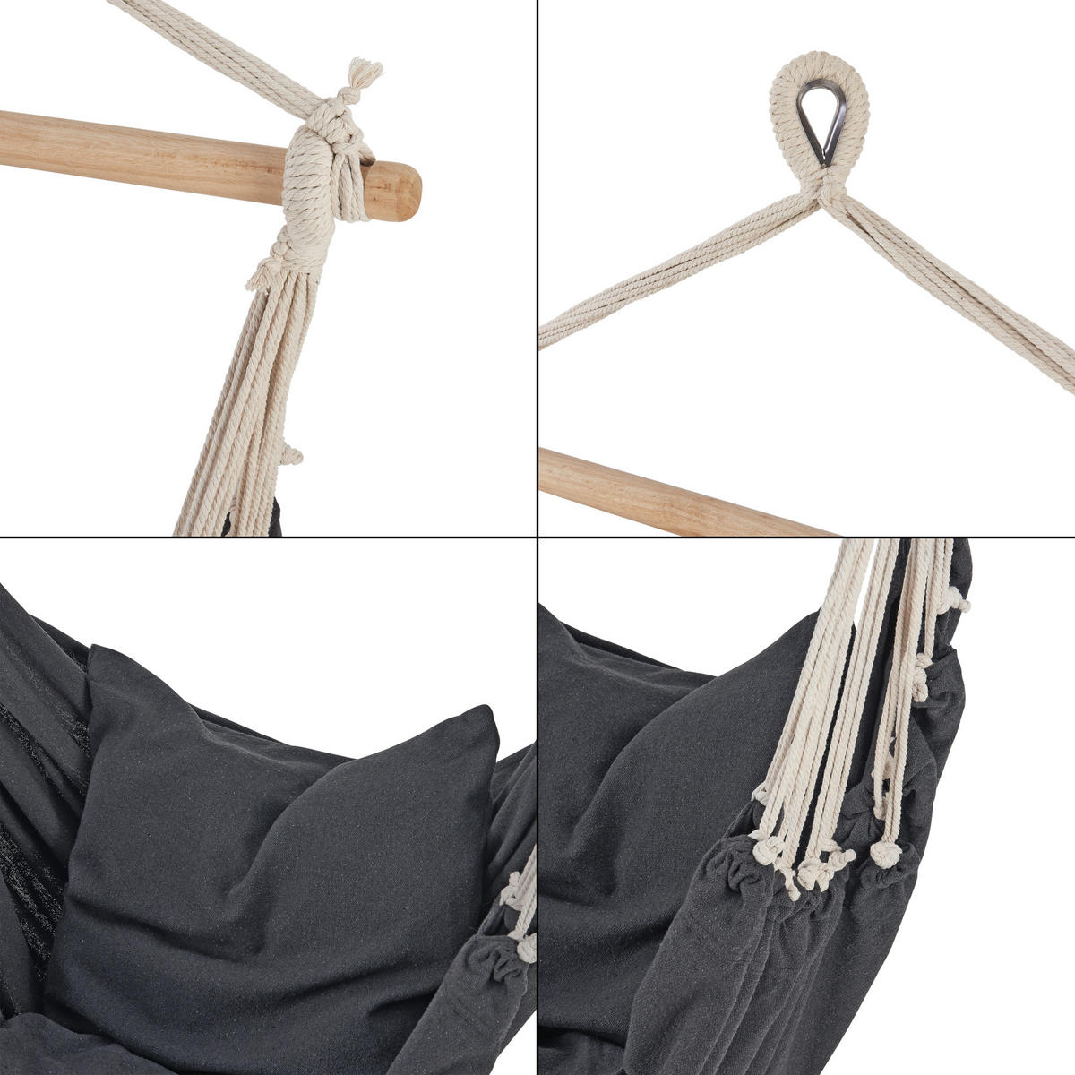 HÄNGESESSEL Peralvillo - Dunkelgrau, Textil (110/125/60cm) - [en.casa]