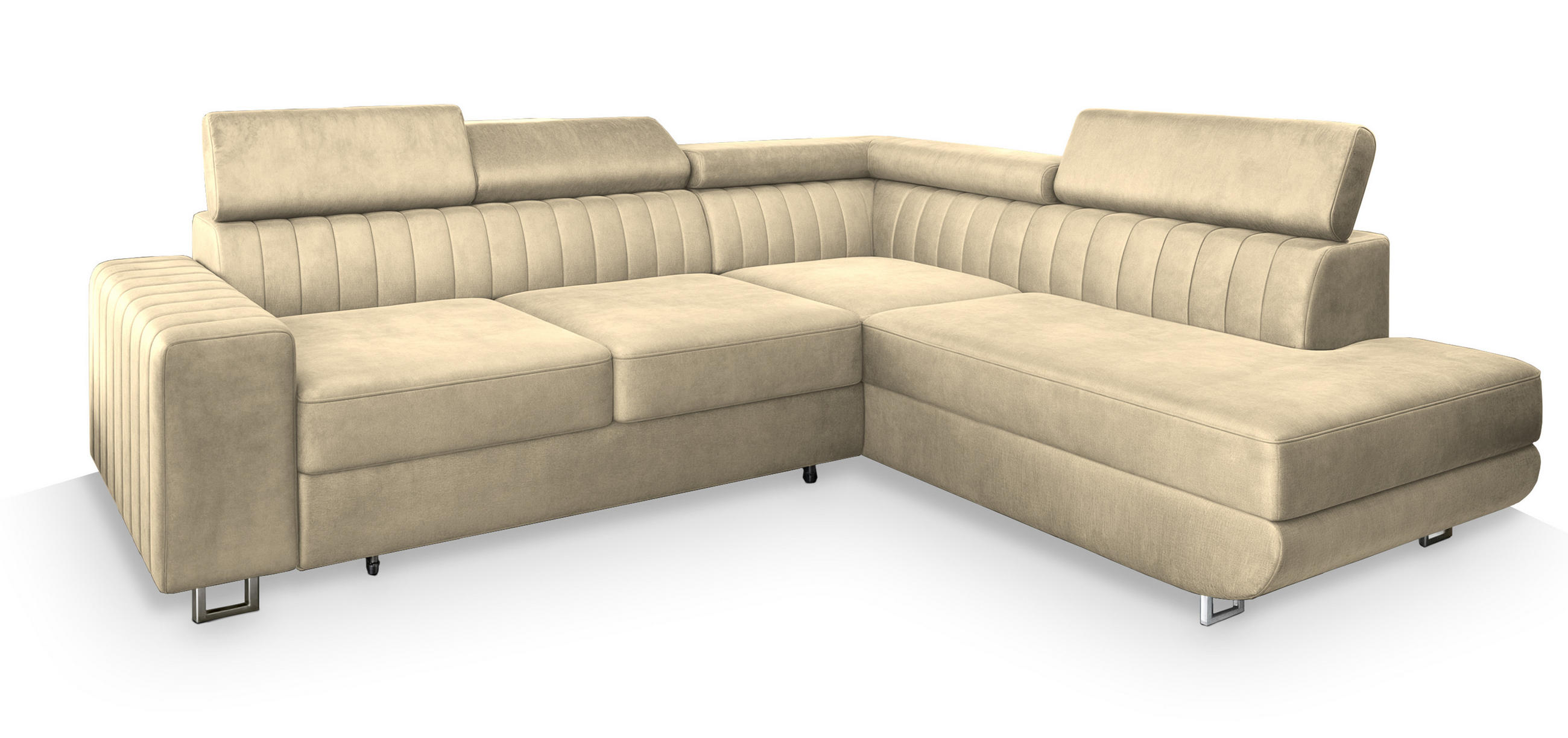 ROHOVÁ SEDAČKA NOLA krémová - stříbrná/krémová, kov/dřevo (253/190cm) - MASSENO