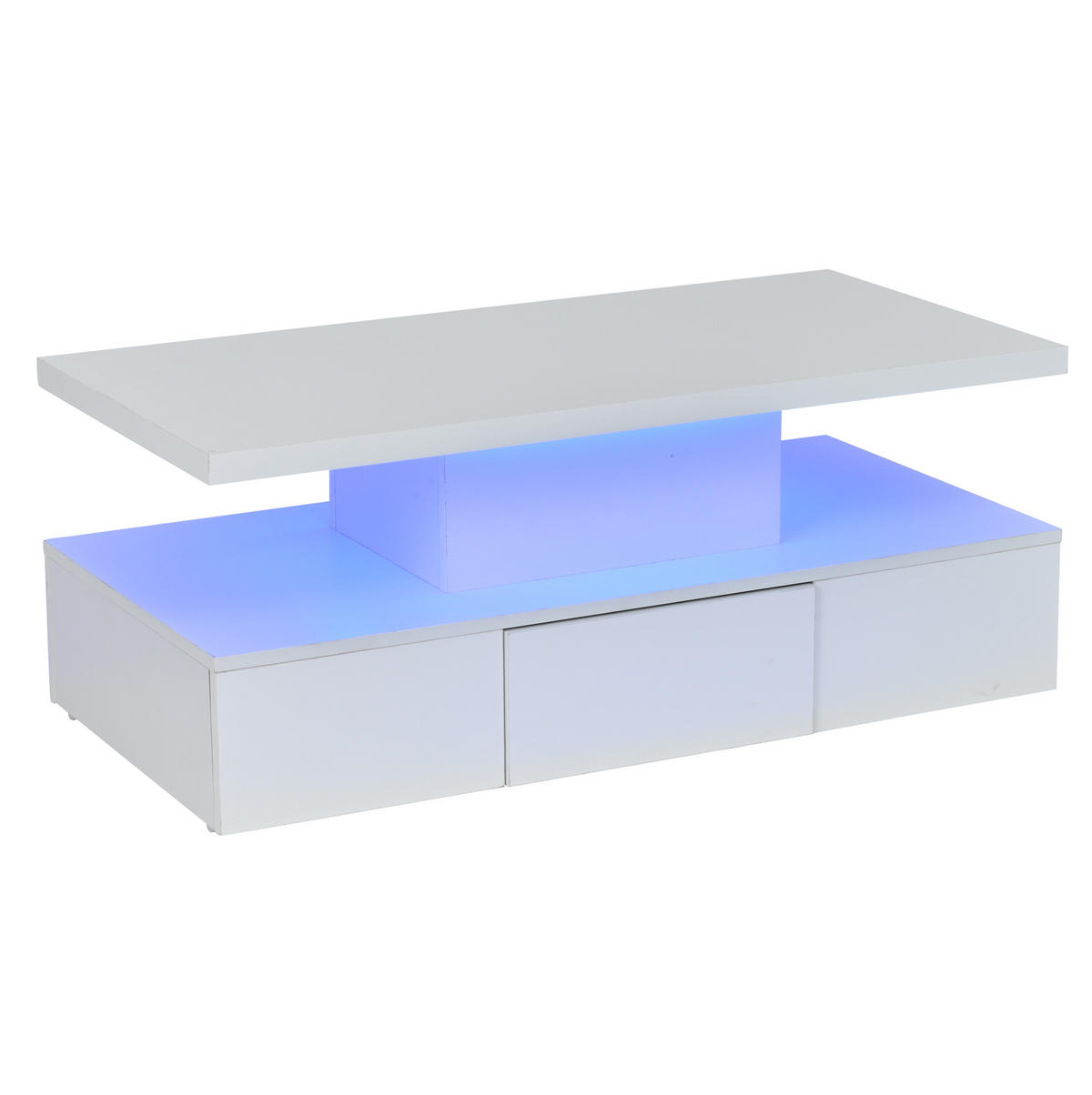 KONFERENČNÍ stolek 100/50/39 cm bílý z dřevotřísky s LED osvětlením a zásuvkou - bílá, kompozitní dřevo (100/50/39cm) - OKWISH