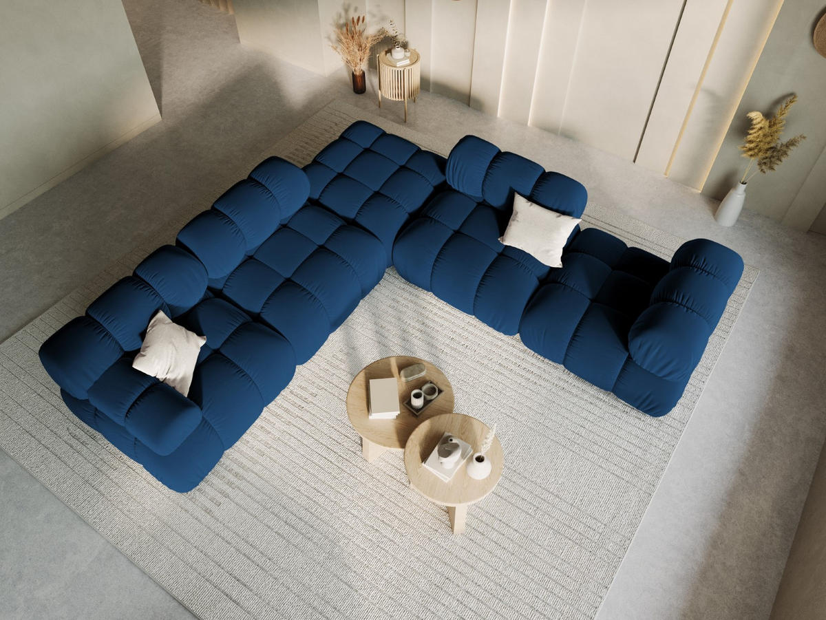 MODUL links Bellis aus Samt königsblau - Dunkelblau, Textil (94/70/94cm) - Micadoni