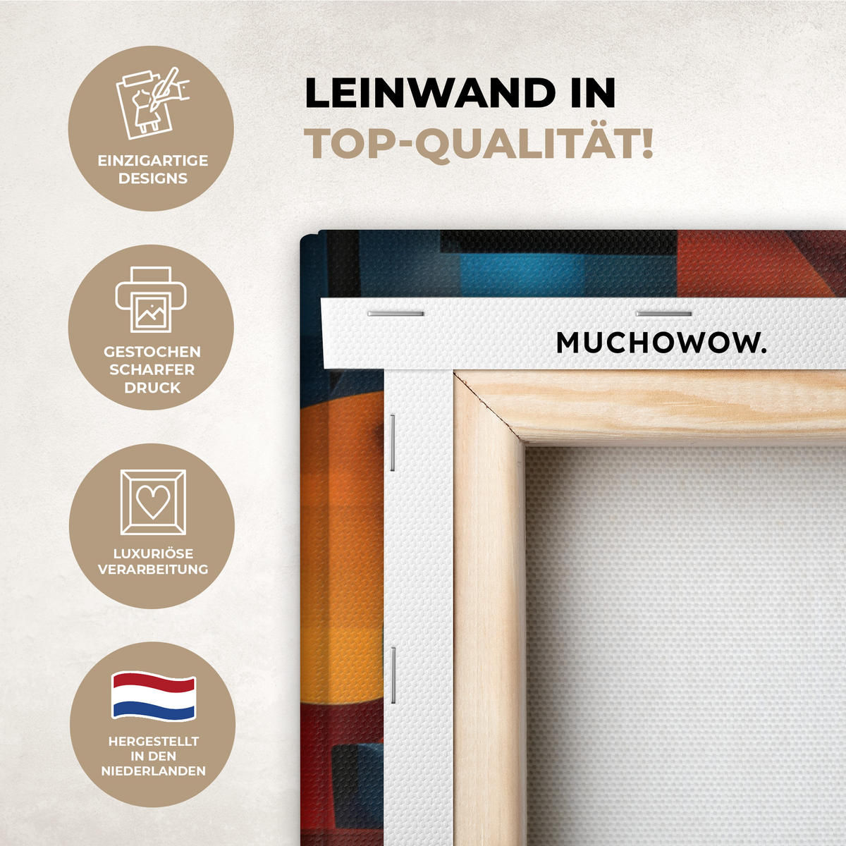 LEINWANDBILD Figuren - Abstrakt - Symbole Wandbilder 80x60 cm - Terracotta, Textil (80/60cm) - MuchoWow