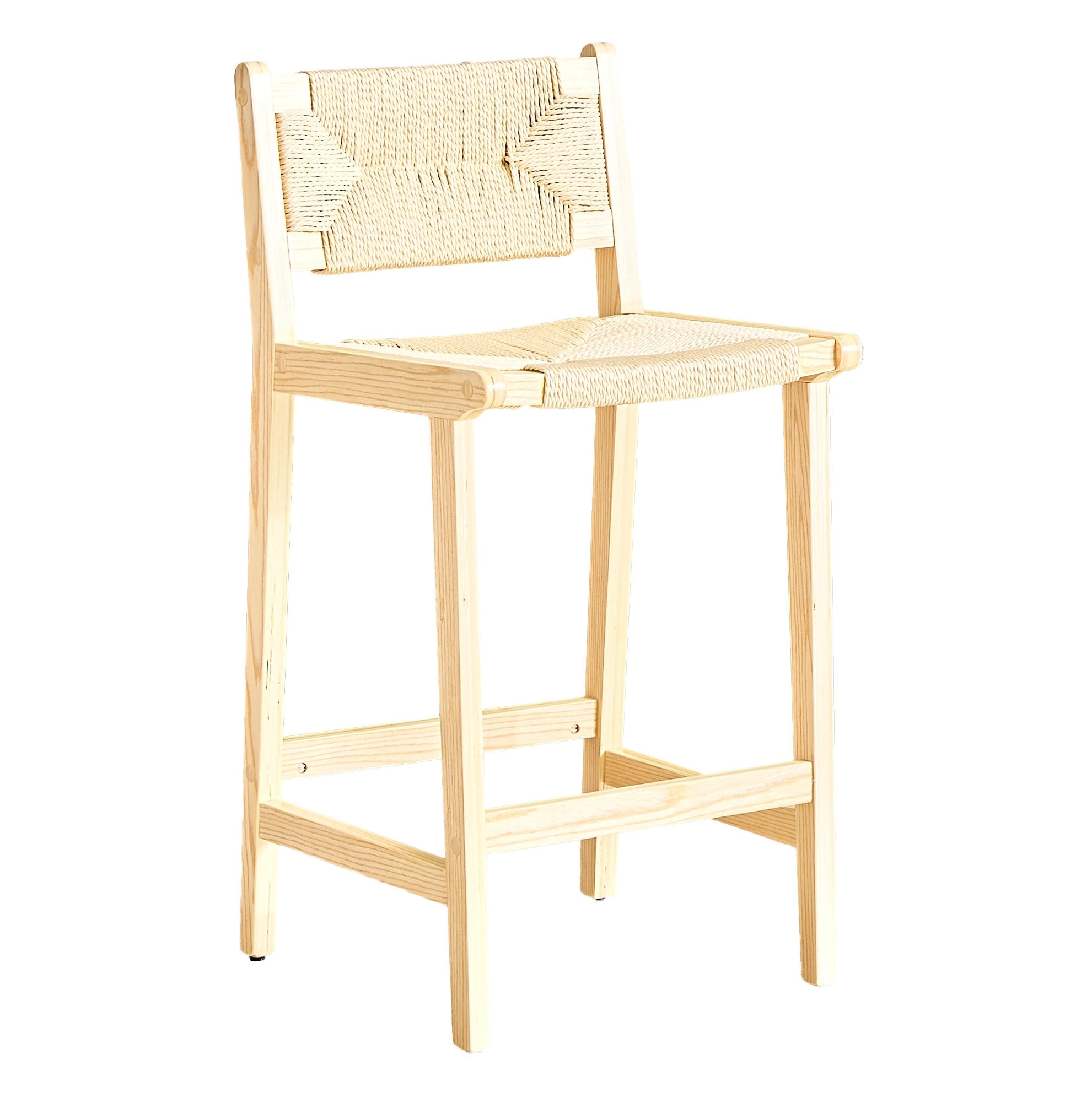 BARHOCKER 2er-Set mit Geflecht und Massivholz für Kücheninsel - Birnbaumfarben, Holz (42/89/44cm) - Meubliv