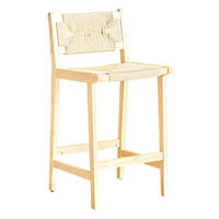 BARHOCKER 2er-Set mit Geflecht und Massivholz für Kücheninsel - Birnbaumfarben, Holz (42/89/44cm) - Meubliv