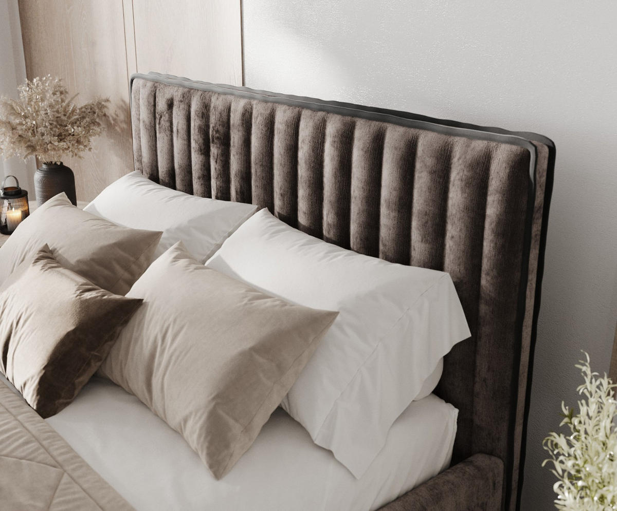 POLSTERBETT Aria 140/200 cm Braun im Lotta Stoff - Naturfarben/Braun, Holz/Holzwerkstoff (140/200cm) - AltaBeds