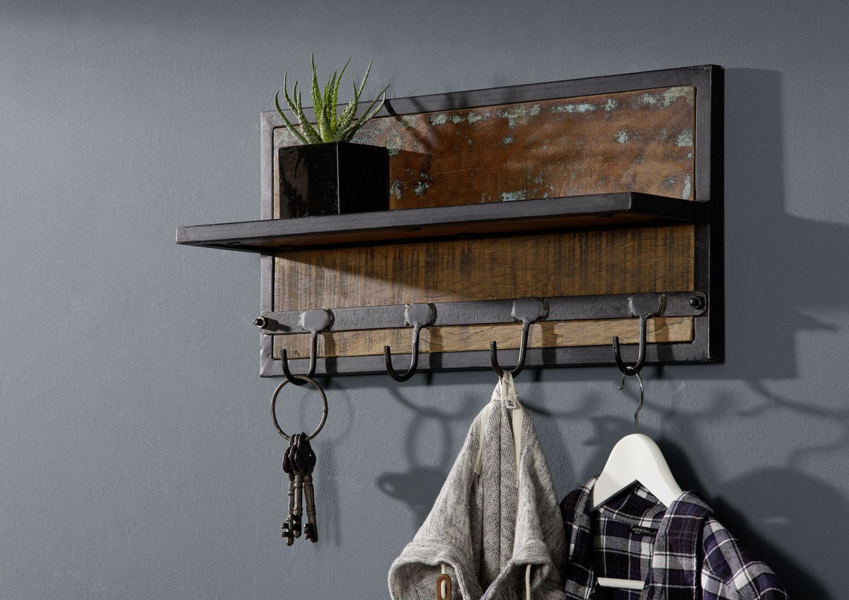 WANDGARDEROBE Altholz 61x14x31 bunt NATURE OF SPIRIT #83 - Multicolor, Holz (61/31/14cm) - Massivmoebel24