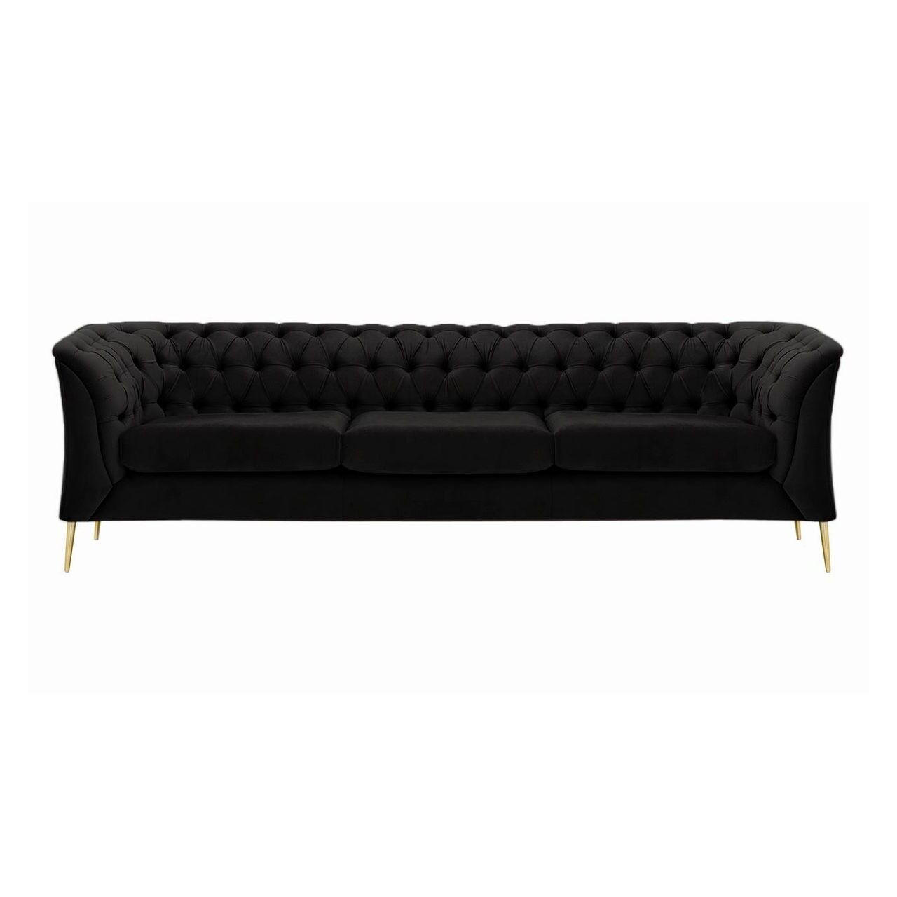 DREISITZER-SOFA Chesterfield Modern-Velluto 20 - Schwarz, Holz/Textil (248/74/80cm)
