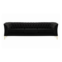 DREISITZER-SOFA Chesterfield Modern-Velluto 20 - Schwarz, Holz/Textil (248/74/80cm)
