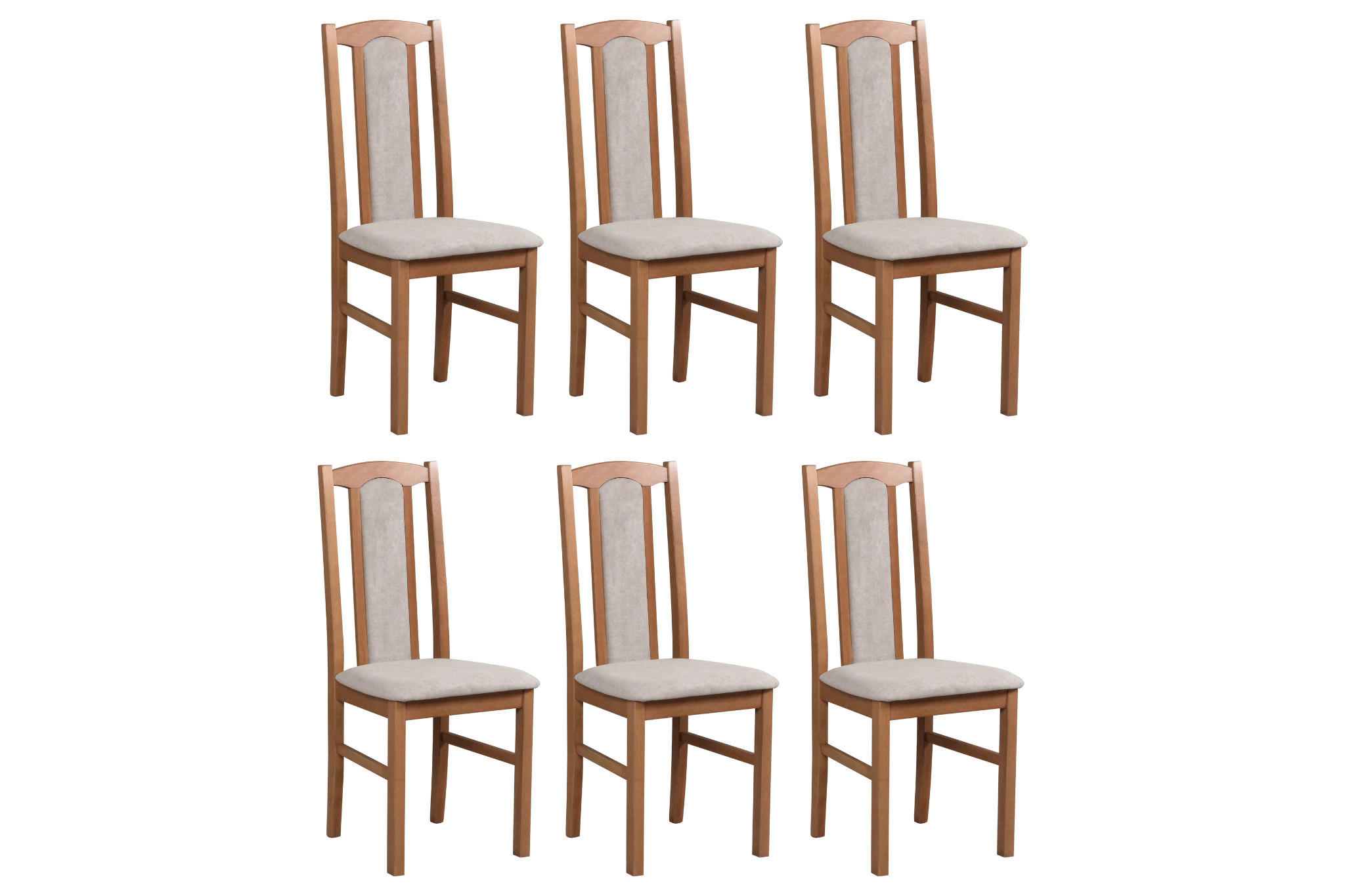 ESSZIMMERSTUHL – Set 6x Bos 7 Hell nussbaum, soro 23 - Hellbraun/Beige, Holz (43/96/40cm) - Leaf Design