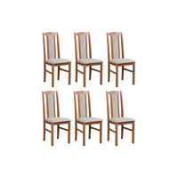 ESSZIMMERSTUHL – Set 6x Bos 7 Hell nussbaum, soro 23 - Hellbraun/Beige, Holz (43/96/40cm) - Leaf Design