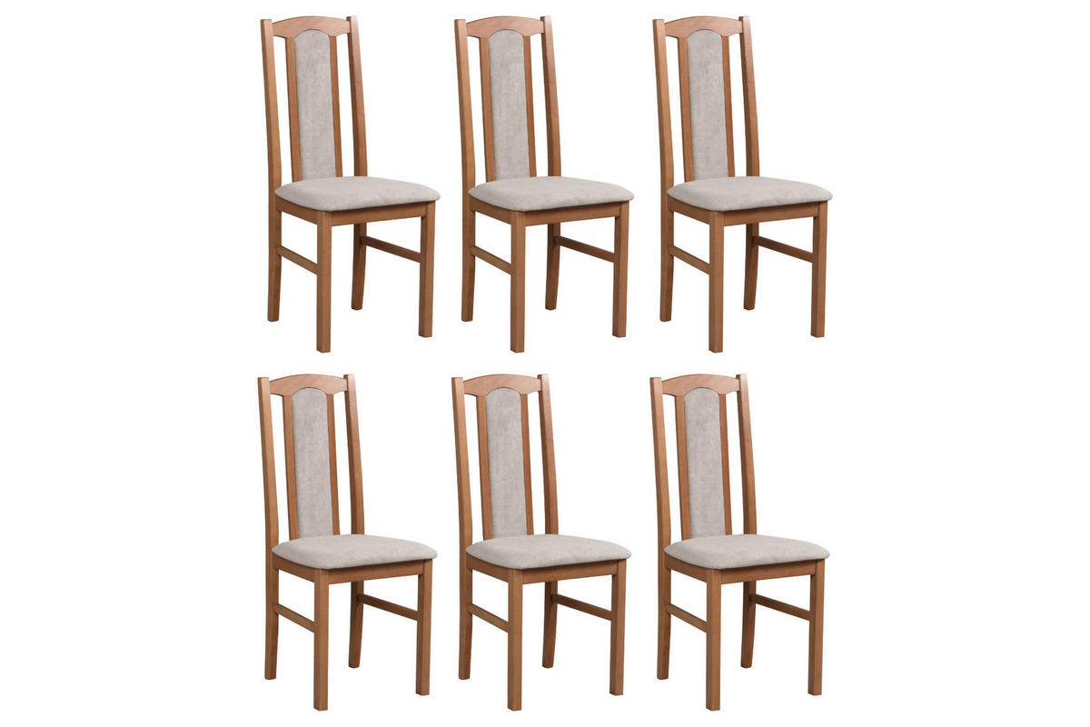 ESSZIMMERSTUHL – Set 6x Bos 7 Hell nussbaum, soro 23 - Hellbraun/Beige, Holz (43/96/40cm) - Leaf Design