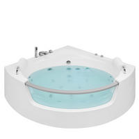 WHIRLPOOL-BADEWANNE mit LED 150x201x57 cm weiß Mangle - Weiß, Kunststoff (150/57/201cm) - Beliani