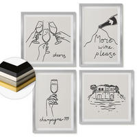 WANDBILDER 4er Set - 50x50 cm & 40x60 cm Silberner Rahmen - Fröhliche Momente mit Champagner - Silberfarben, Kunststoff (50/50cm) - ArtPrintCave