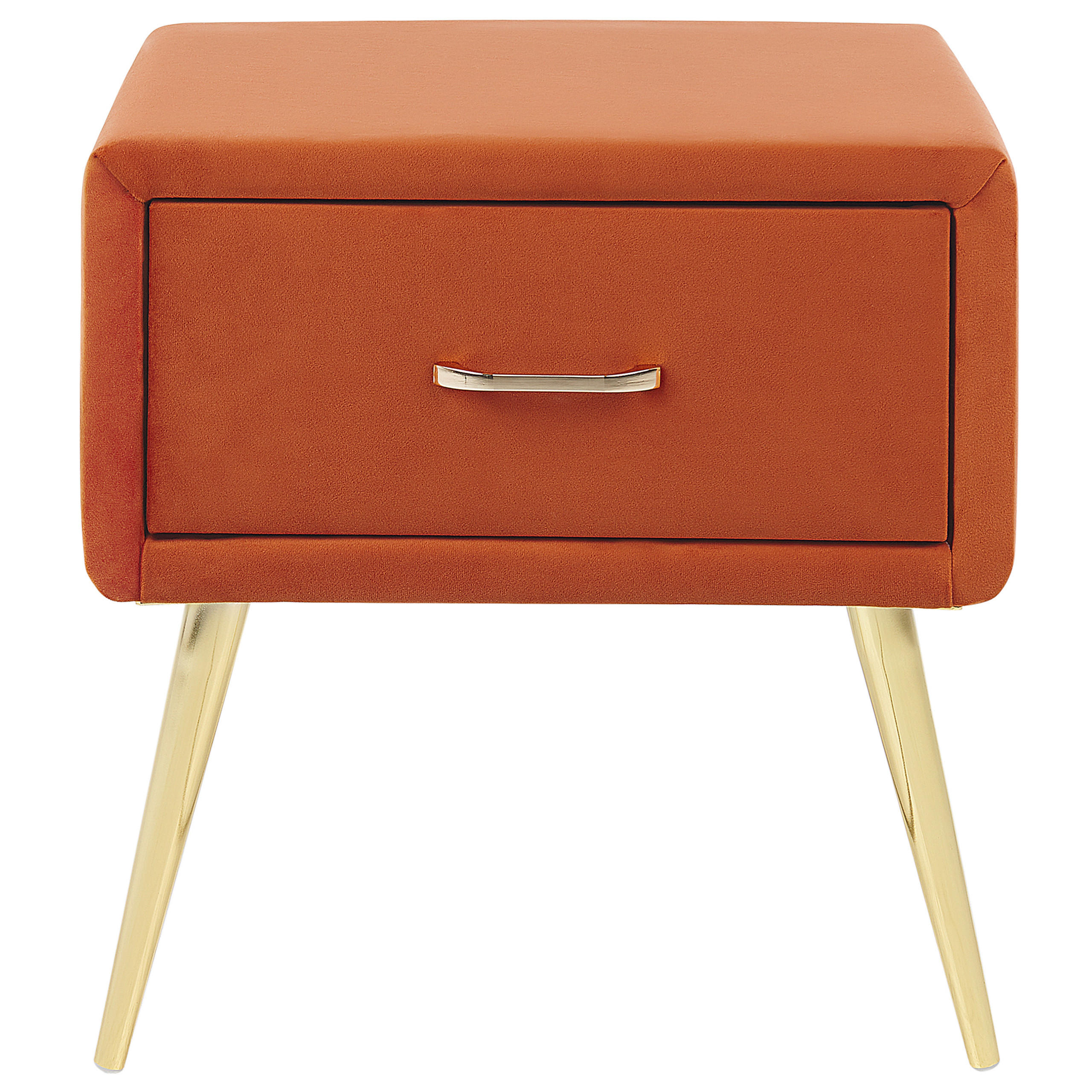 NACHTTISCH Samtstoff orange/gold 1 Schublade 38/46/49 cm Flayat - Goldfarben/Orange, Textil (46/49/38cm) - Beliani