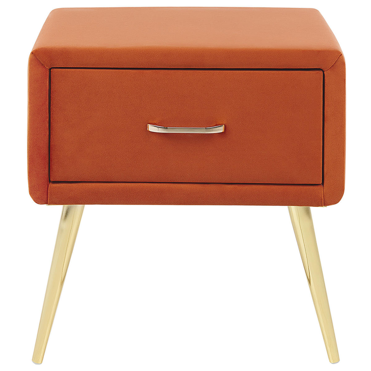 NACHTTISCH Samtstoff orange/gold 1 Schublade 38/46/49 cm Flayat - Goldfarben/Orange, Textil (46/49/38cm) - Beliani