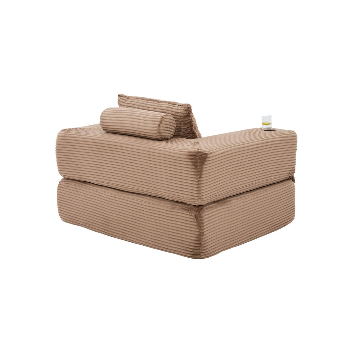 SCHLAFSOFA DE-33602 mit Federkern und Getränkehalter Braun - Braun, Textil (122/80/98cm) - ComfortXL