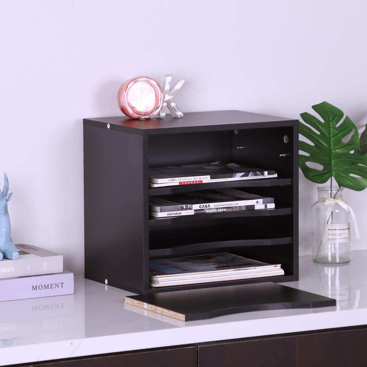 DOKUMENTENABLAGE - Schwarz, Holzwerkstoff (25/35.5/33cm) - Relaxdays
