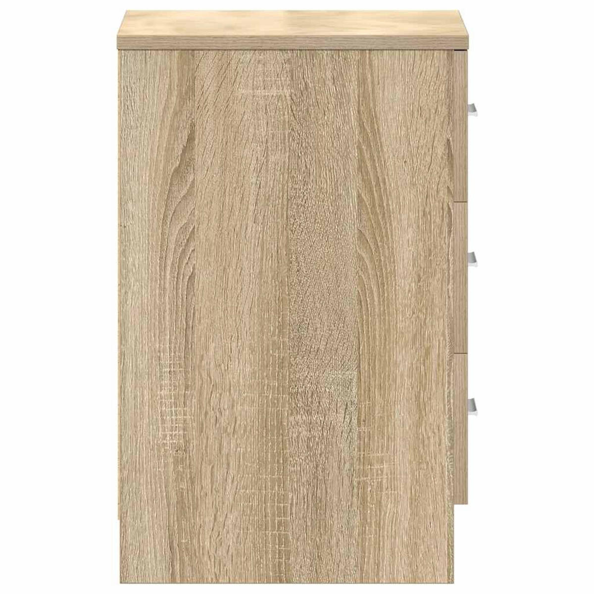 NACHTTISCH 2-teilig mit 3 Schubladen 38/35/56 cm aus Holzwerkstoff in Sonoma-Eiche Dekor - Silberfarben/Sonoma Eiche, Holz/Metall (38/56/35cm) - vidaXL