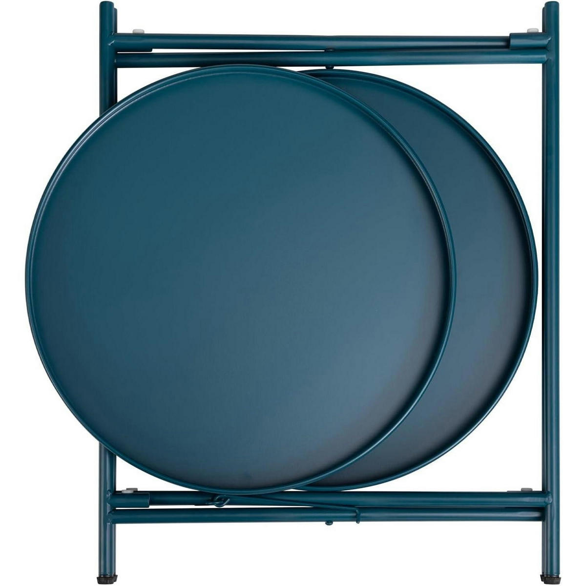 BEISTELLTISCH Metall Rund 2 Ebenen Pfauengrün 37 x 48.5 cm - Dunkelblau, Metall (37/37/50cm)