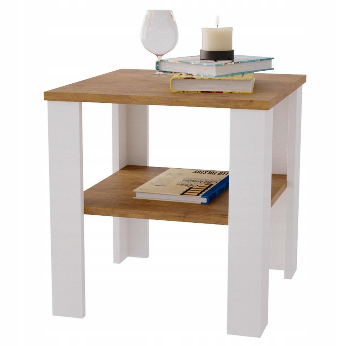 COUCHTISCH Lara53 53/47/53 - Nussbaumfarben/Weiß, Holzwerkstoff (53/53/47cm) - RAUMHIRSCH FURNITURE