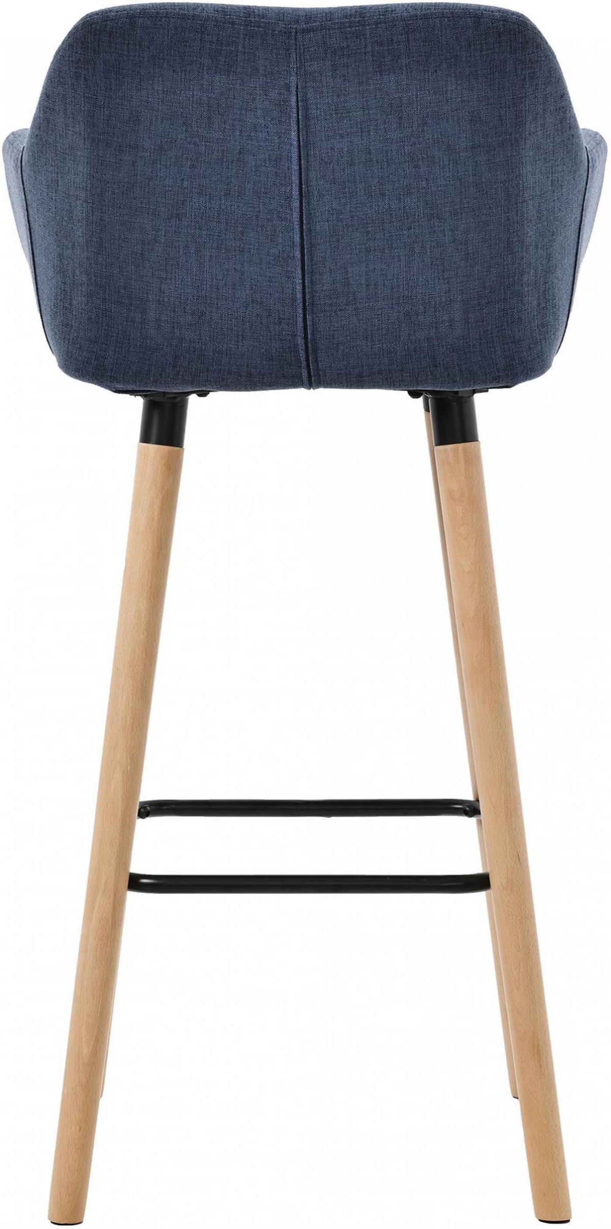 BARHOCKER 2 Stoff Dunkelblau - Eukalyptusholzfarben/Dunkelblau, Holz/Textil (51/101/50cm) - CLP
