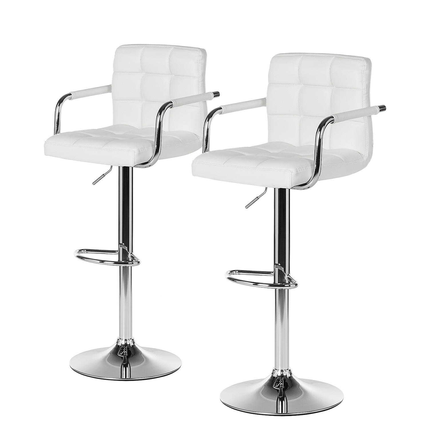 BARSTUHL - Metall / Kunstleder - Chromfarben/Weiß, Leder/Kunststoff (53/96/49cm) - home24