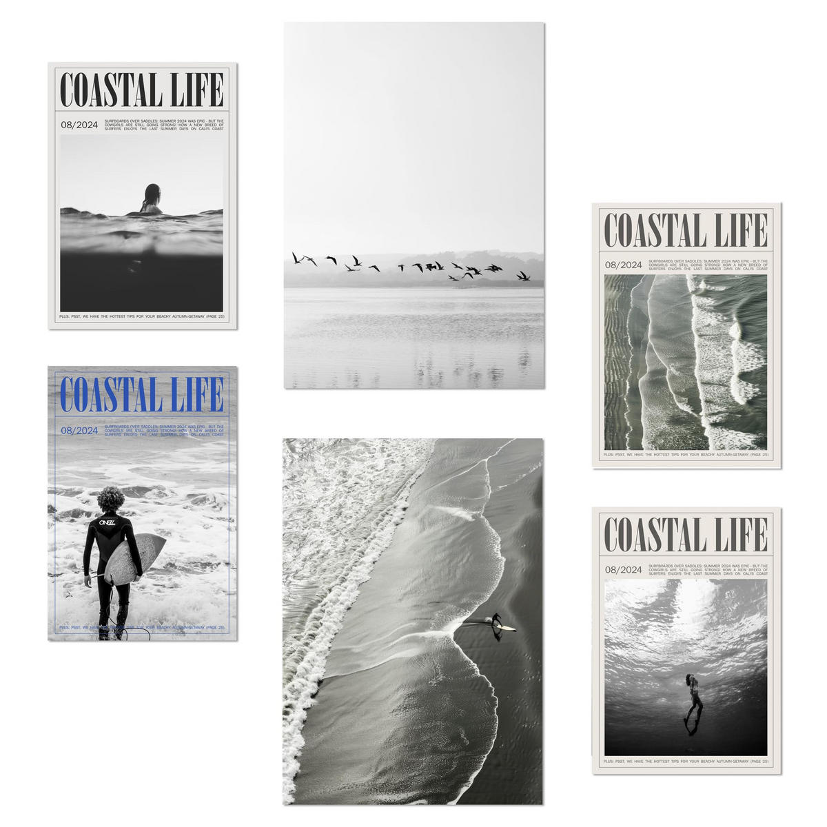 POSTER Set Mit 6 Sommer, Strand Und Meer A3 & A4 Rahmenlos - Klar, Papier (29/3cm) - Nacnic