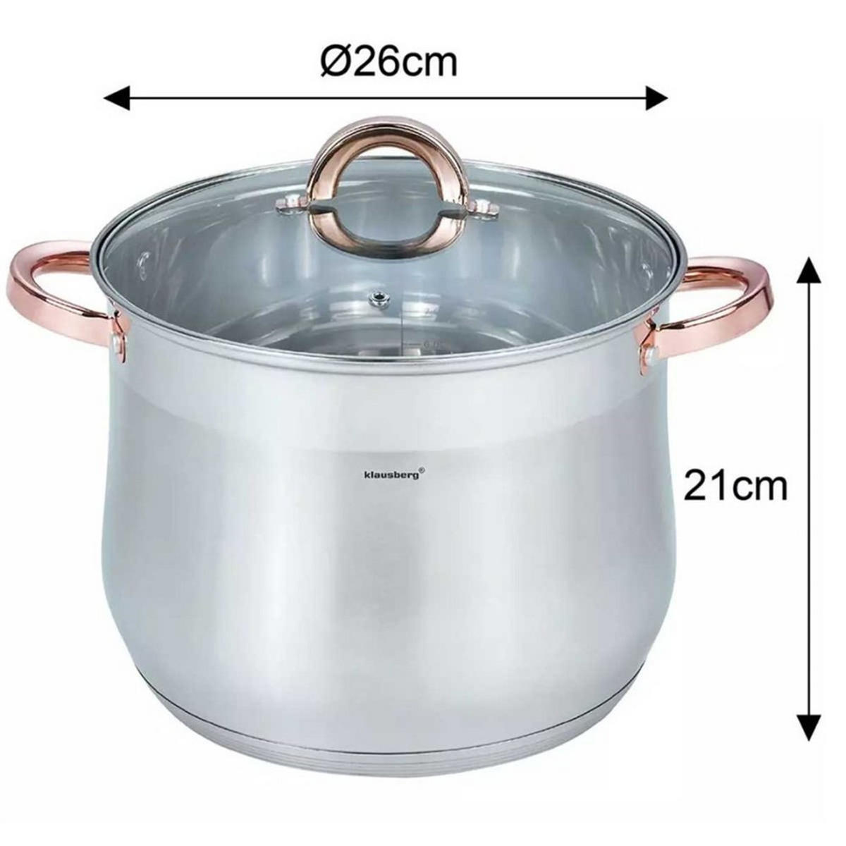 TOPF Silber 26/26/21 cm KB7794 - Silberfarben, Metall (26cm) - Klausberg 